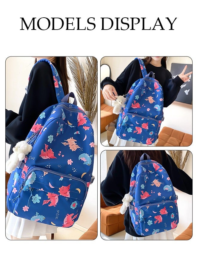 DUNISO 3PCS Kids School Backpack Set Canvas Laptop School Bag Sets for Kids with Lunch Bag,Pencil Box,Large-capacity Bookbag for Girls Boys Back to School Supplies - Image 2