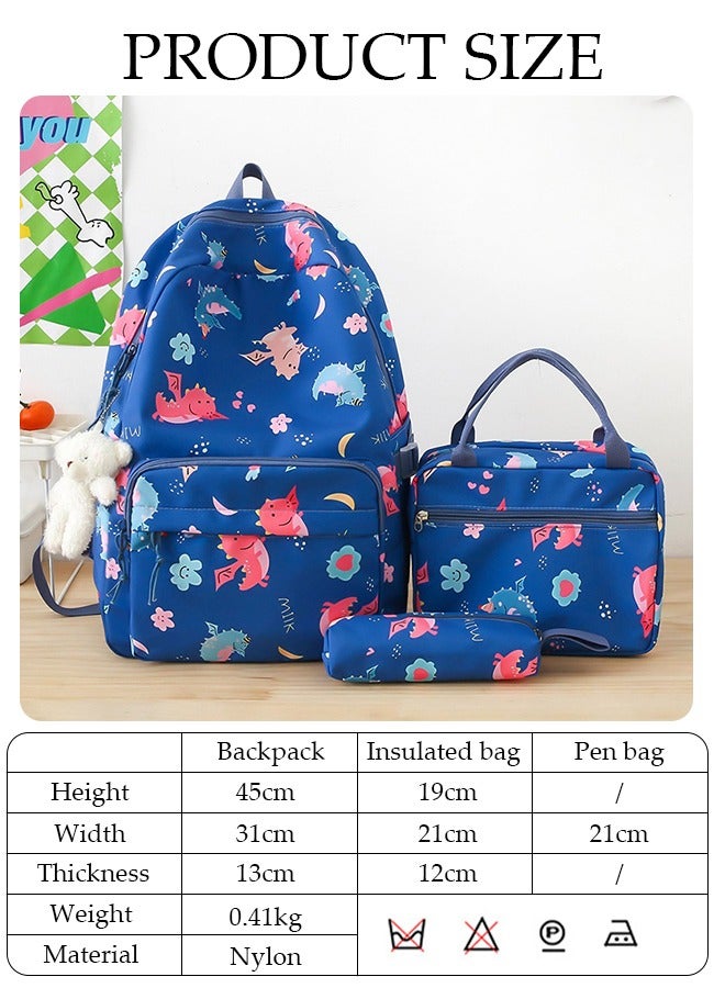 DUNISO 3PCS Kids School Backpack Set Canvas Laptop School Bag Sets for Kids with Lunch Bag,Pencil Box,Large-capacity Bookbag for Girls Boys Back to School Supplies - Image 4