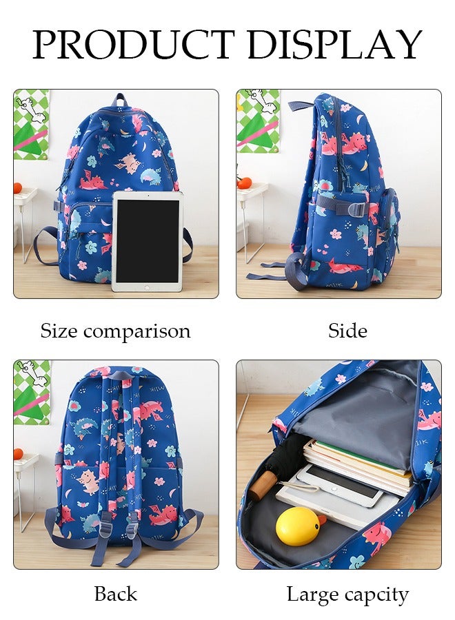 DUNISO 3PCS Kids School Backpack Set Canvas Laptop School Bag Sets for Kids with Lunch Bag,Pencil Box,Large-capacity Bookbag for Girls Boys Back to School Supplies - Image 3