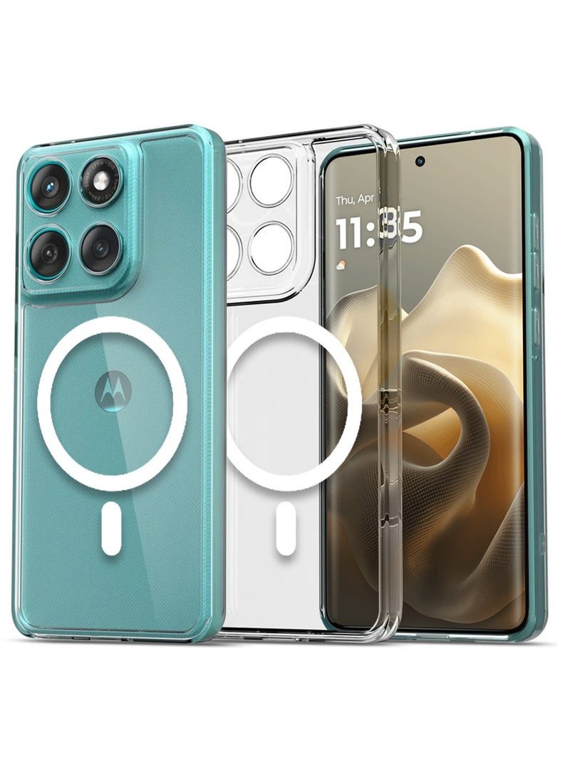 Techie حافظة موتورولا إيدج 60 برو 5G مع ماغسيف - رقيقة، شفافة مضادة للاصفرار مع حماية عدسة الكاميرا، حامل مغناطيسي متوافق مع الشحن اللاسلكي - شفافة - Image 1