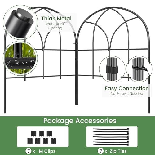 Youpehom Small 12551653 Decorative Garden Fencing Border No Dig Fences Barrier Black Metal Fence Garden Edging Fence Panel Dog Fence Outdoor for Yard Flower Bed 6 pcs - Image 3