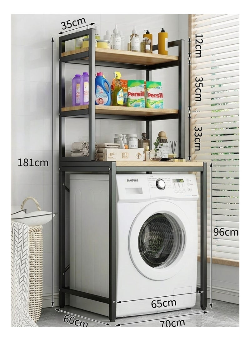 NRK Premium Quality Over-the-Washing Machine Organizer, Heavy-Duty Carbon Steel 3-Tier Storage Rack with Moisture-Resistant Wood Shelves - Ultra-Durable & Stable Design. - Image 2