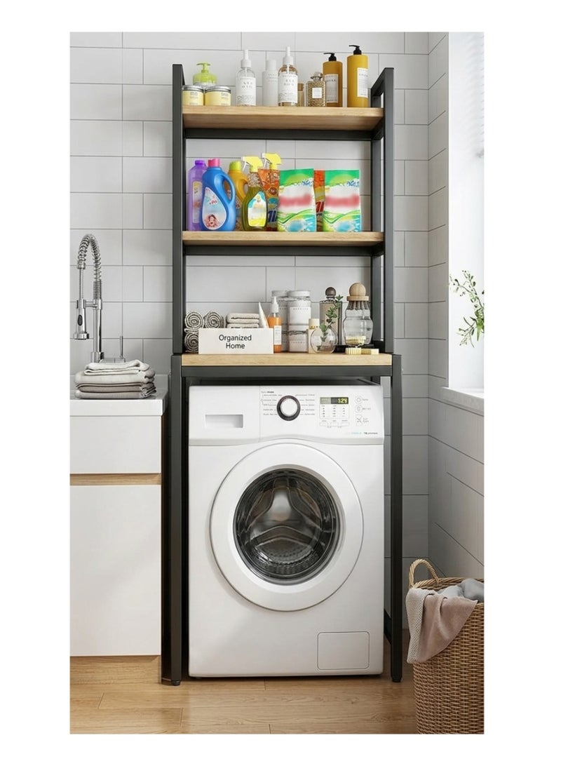 NRK Premium Quality Over-the-Washing Machine Organizer, Heavy-Duty Carbon Steel 3-Tier Storage Rack with Moisture-Resistant Wood Shelves - Ultra-Durable & Stable Design. - Image 3