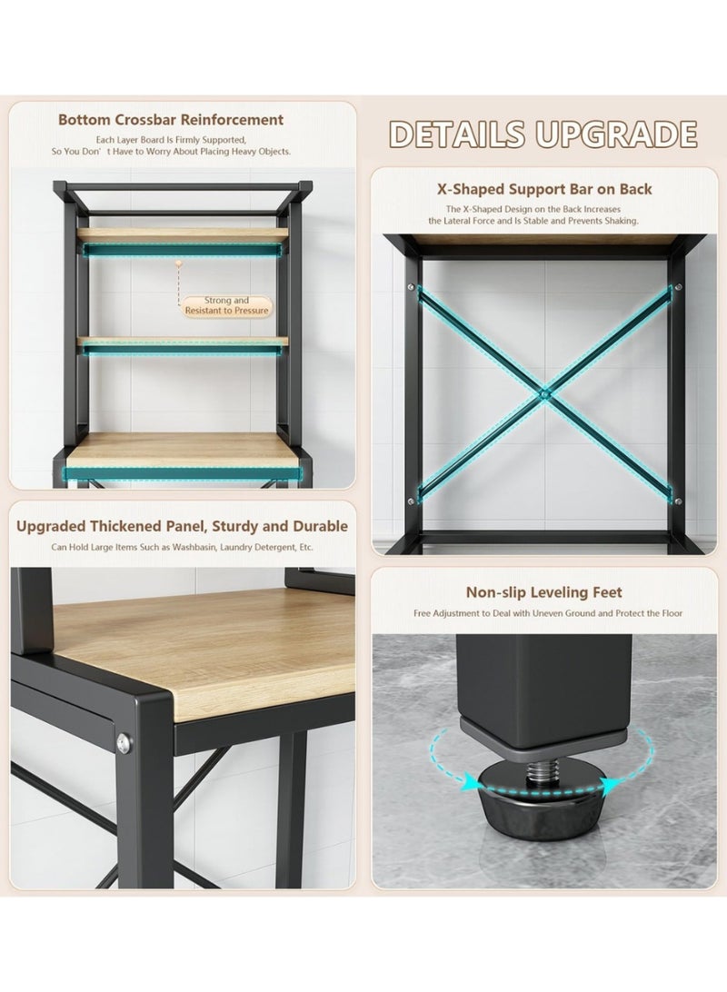 NRK Premium Quality Over-the-Washing Machine Organizer, Heavy-Duty Carbon Steel 3-Tier Storage Rack with Moisture-Resistant Wood Shelves - Ultra-Durable & Stable Design. - Image 5