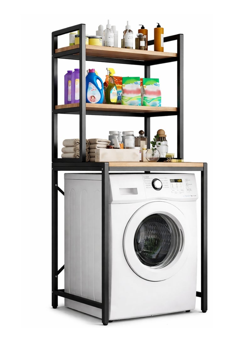 NRK Premium Quality Over-the-Washing Machine Organizer, Heavy-Duty Carbon Steel 3-Tier Storage Rack with Moisture-Resistant Wood Shelves - Ultra-Durable & Stable Design. - Image 1