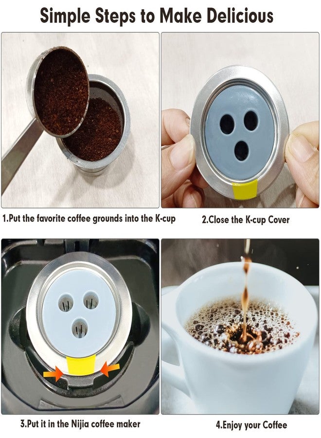 YEOSEN Stainless Steel Reusable K Cups Compatible for Ninja Coffee Maker,Upgrade 3 Pack K Cups Reusable Coffee Pods,Permanent Coffee Filters Fit for Ninja CFP201 CFP300 CFP301 CFP400 (3Pack) - Image 5