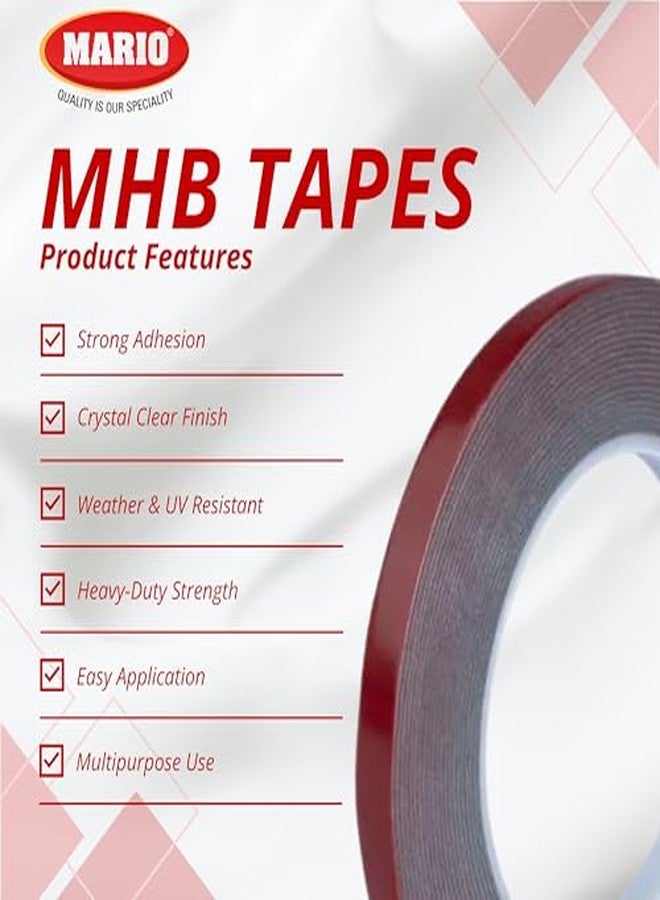 ماريو شريط لاصق ماريو MHB، 8 مم × 7 م | فوم أكريليك 1 مم | لاصق مزدوج الجوانب فائق القوة لتركيبات السيارات، ولوحات الأرقام، وقنوات LED، والزجاج، والمعادن، والبلاستيك، والتركيبات المنزلية | شديد التحمل | قطعة واحدة - Image 3