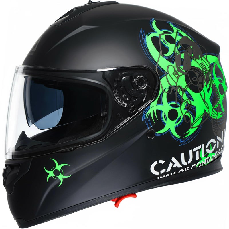 TRIANGLE Full Face Motorcycle Helmet Dual Visor Helmets for Adult Men and Women with Smoked Sunshield DOT Approved