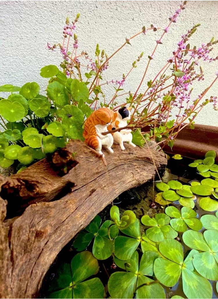 Generic 2pcs Resin fish tank decoration landscape scene cute fishing cat statue figurine decoration aquarium decoration miniature animal toy aquarium decoration theme decoration  - Image 5