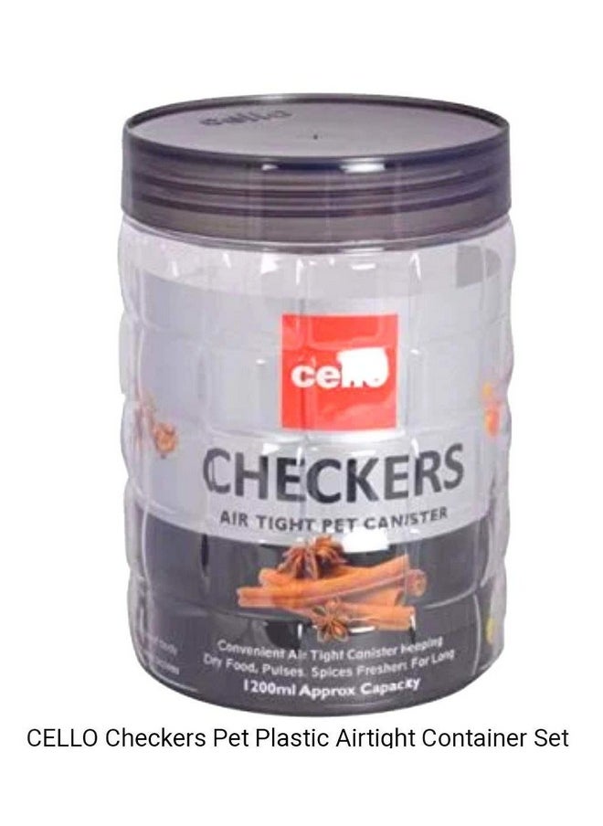 Cello - CELLO Checkers Pet Plastic Airtight Canister Set|Food Grade&Bpa Free Canisters|Durable&Shatterproof Body|Air Tight Seal&Stackable|Free From Any Kind Of Odor|Transparent|650Ml,Set Of 6 - Image 1