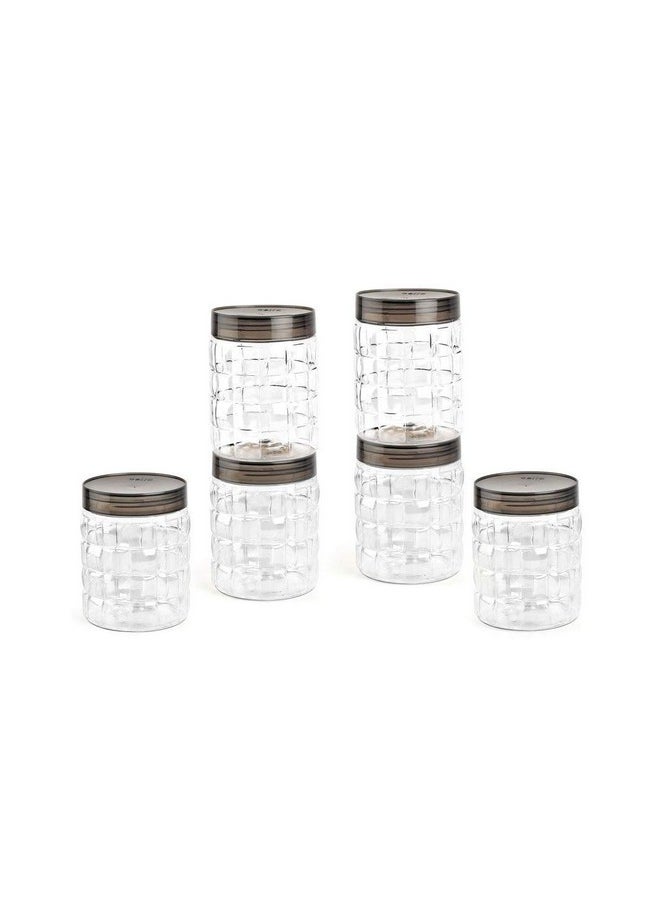 Cello - CELLO Checkers Pet Plastic Airtight Canister Set|Food Grade&Bpa Free Canisters|Durable&Shatterproof Body|Air Tight Seal&Stackable|Free From Any Kind Of Odor|Transparent|650Ml,Set Of 6 - Image 1