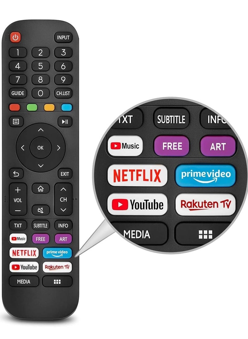 New Replacement Remote Control, Remote Control Fit, Universal Remote Control Compatible with -VIDAA-TV-Remote, New Upgraded Infrared Remote Control EN2G30H,with Netflix, Prime Video - Image 4