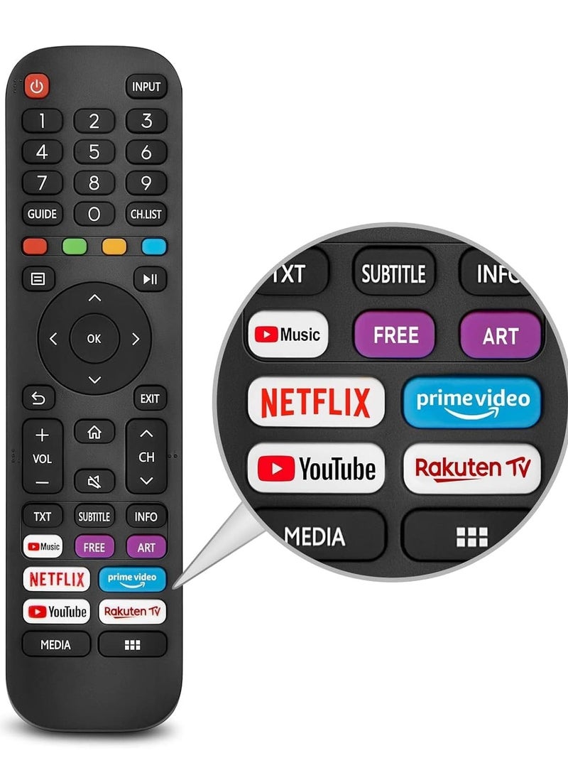 New Replacement Remote Control, Remote Control Fit, Universal Remote Control Compatible with -VIDAA-TV-Remote, New Upgraded Infrared Remote Control EN2G30H,with Netflix, Prime Video - Image 2