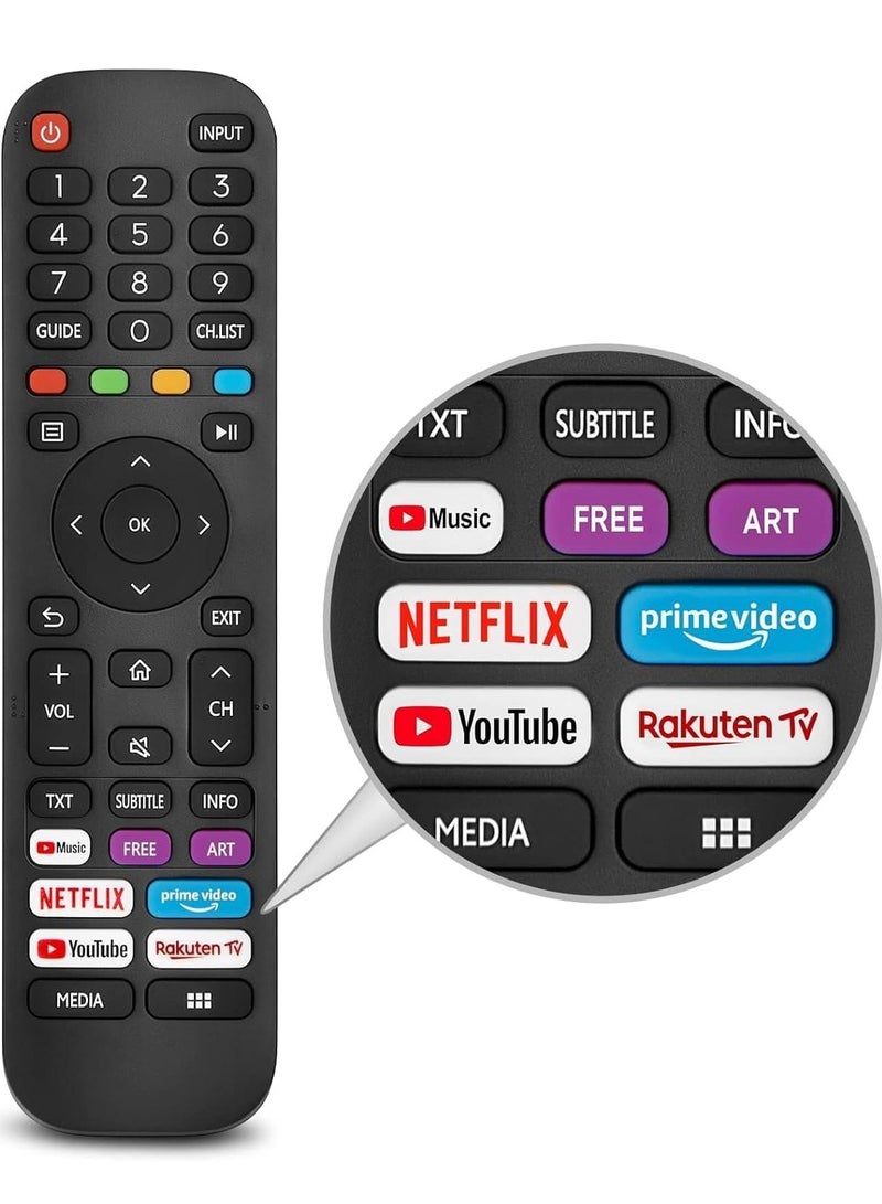 New Replacement Remote Control, Remote Control Fit, Universal Remote Control Compatible with -VIDAA-TV-Remote, New Upgraded Infrared Remote Control EN2G30H,with Netflix, Prime Video - Image 3