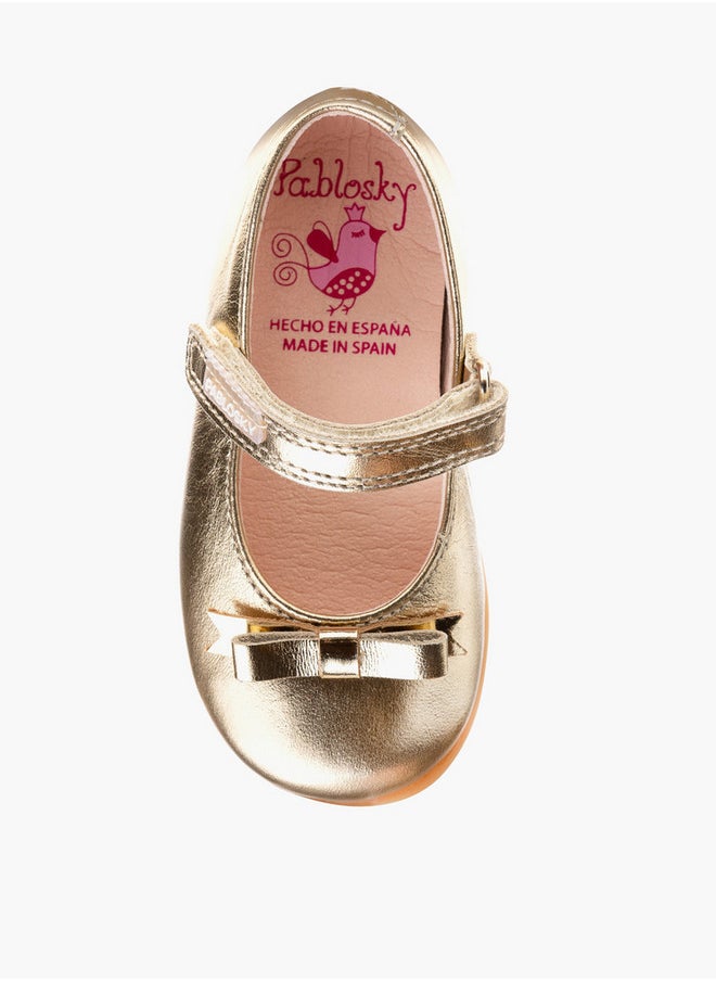 Pablosky Girls' Bow Accent Mary Jane Shoes with Hook and Loop Closure  - Image 4