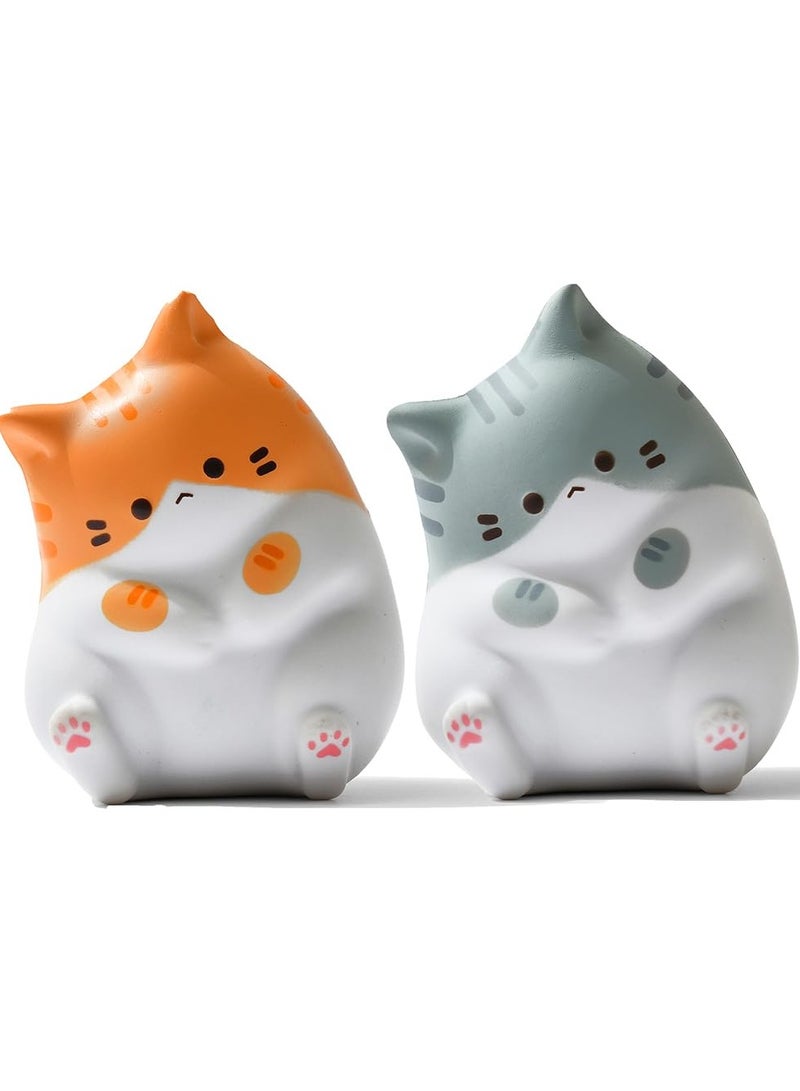 Barakah Cute Cat Stress Balls Squishy Toys, Foam Animal Shaped Stress Balls for Kids, Elastic Sensory Ball Party Favors, Comfort Items for Anxiety, Party Gift Basket Stuffers (Gray + Orange) - Image 1