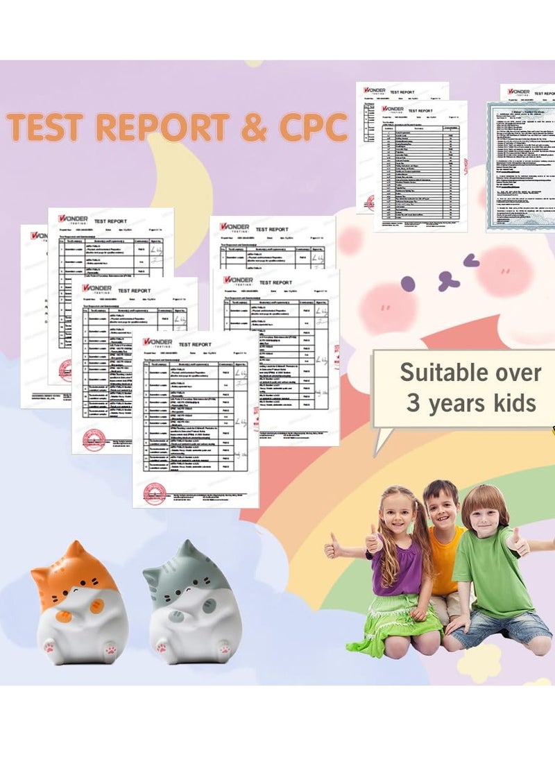 Barakah Cute Cat Stress Balls Squishy Toys, Foam Animal Shaped Stress Balls for Kids, Elastic Sensory Ball Party Favors, Comfort Items for Anxiety, Party Gift Basket Stuffers (Gray + Orange) - Image 5