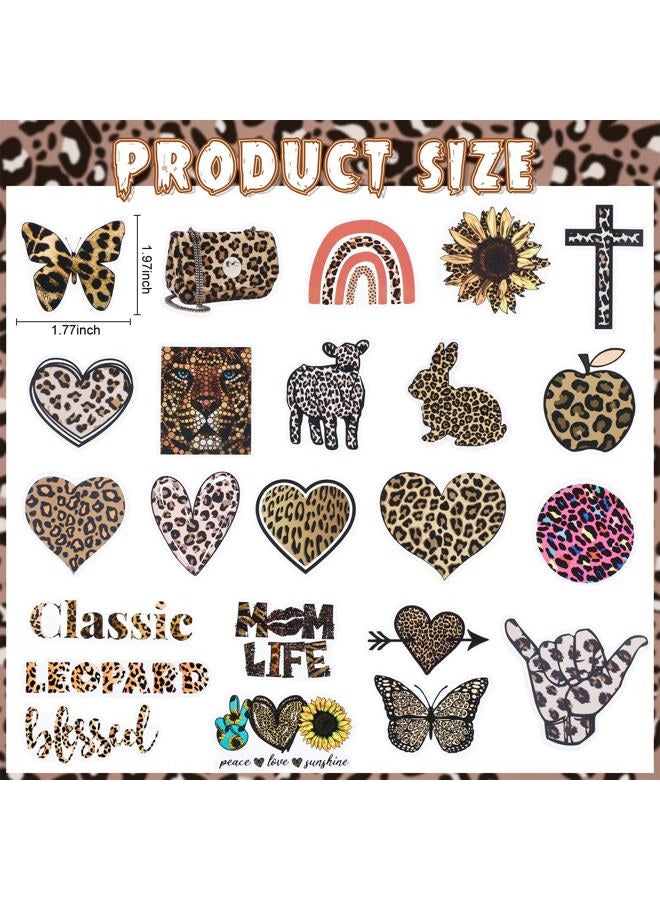 Thenshop 100 Pcs Leopard Print Stickers Pack Vinyl Waterproof Cheetah Print Stickers Aesthetic Leopard Decals for Women Laptop, Guitar, Water Bottles, Car, Bumper, Luggage, Phone - Image 3