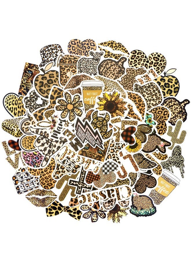 Thenshop 100 Pcs Leopard Print Stickers Pack Vinyl Waterproof Cheetah Print Stickers Aesthetic Leopard Decals for Women Laptop, Guitar, Water Bottles, Car, Bumper, Luggage, Phone - Image 1