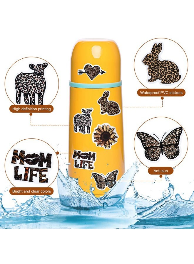 Thenshop 100 Pcs Leopard Print Stickers Pack Vinyl Waterproof Cheetah Print Stickers Aesthetic Leopard Decals for Women Laptop, Guitar, Water Bottles, Car, Bumper, Luggage, Phone - Image 4