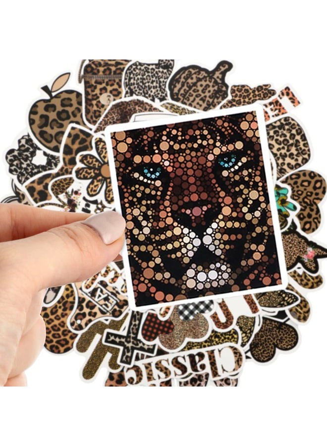 Thenshop 100 Pcs Leopard Print Stickers Pack Vinyl Waterproof Cheetah Print Stickers Aesthetic Leopard Decals for Women Laptop, Guitar, Water Bottles, Car, Bumper, Luggage, Phone - Image 5
