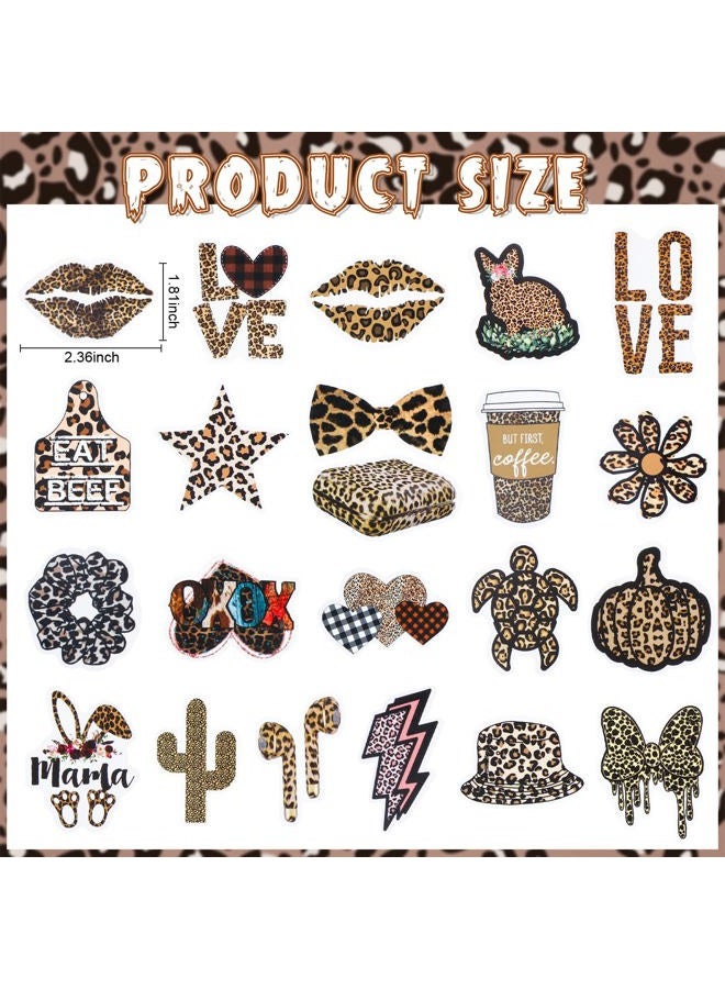 Thenshop 100 Pcs Leopard Print Stickers Pack Vinyl Waterproof Cheetah Print Stickers Aesthetic Leopard Decals for Women Laptop, Guitar, Water Bottles, Car, Bumper, Luggage, Phone - Image 2