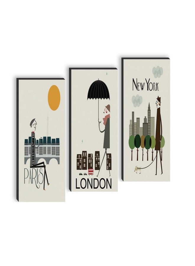 SAF paintings set of 3 London,Newyork,Paris UV textured self adeshive wall painting for home decoration SANF-SJ118 - Image 1