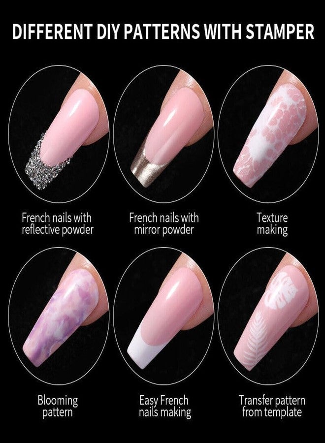 Lommy French Tip Nail Stamp Kit Transparent Jelly Silicone Stamper with Replaceable Heads & Soft Scraper �DIY Nail Art Tools for Women, Brides & Salon No Misplacement, Clear Stamping Precision - Image 3