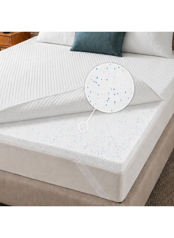 EASELIVING Gel-Infused Memory Foam Mattress Topper - 5cm Medium Soft Twin Mattress Topper | Breathable & Washable Cover | Cooling Bed Topper for Pressure Relief | Elastic Bands for Secure Fit (120x200
