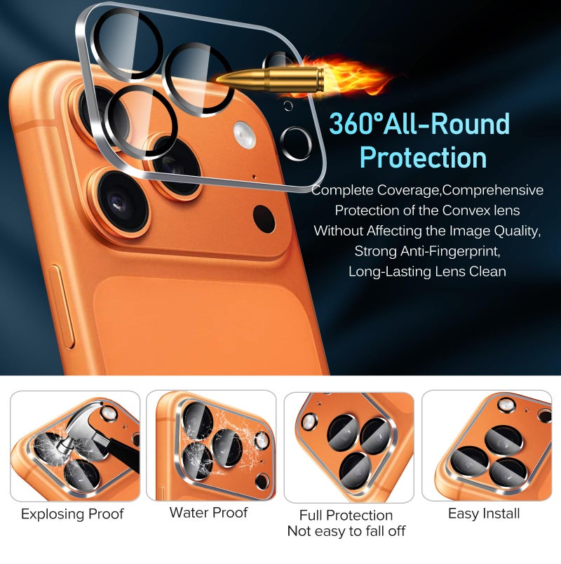 ivoler 4-Pack Camera Lens Protector for iPhone 17 Pro 6.3'' Screen Protector Tempered Glass[Case Friendly][New Rersion],for iPhone 17 Pro Scratch-Resistant,Clear+Black Circle - Image 4