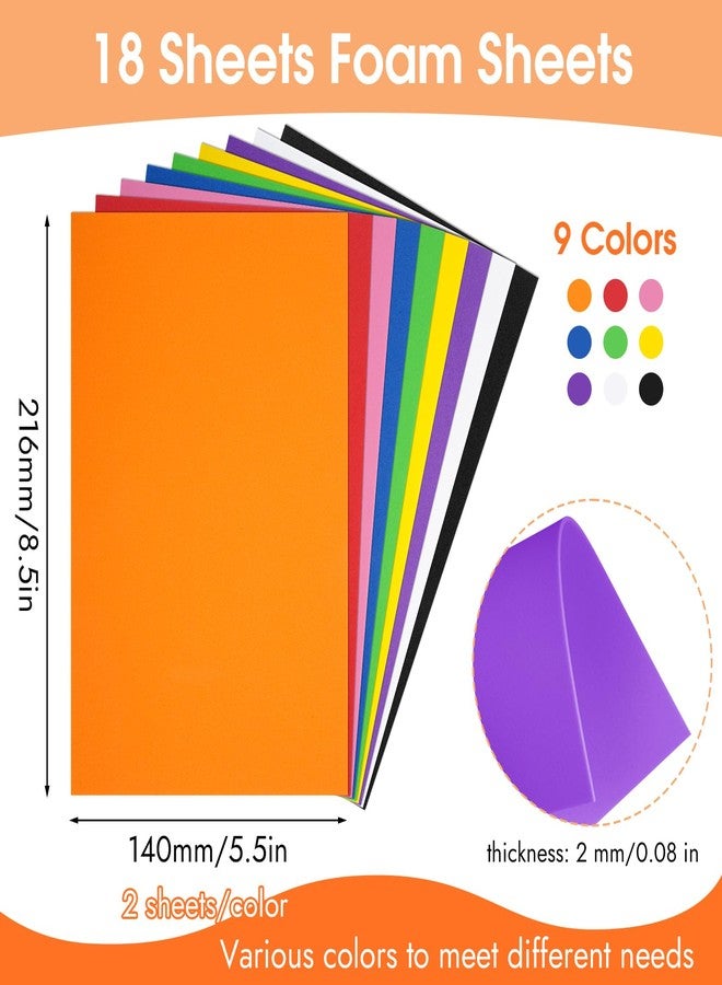 Opvixi 18 Sheets Foam Sheets, 9 Colors Eva Foam Paper 5.5 x 8.5 Inch, 2 mm Thick for Arts and Crafts School Project Scrapbooking DIY Cosplay - Image 2