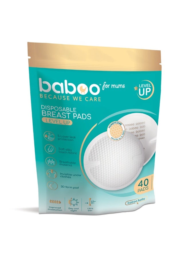 Baboo Disposable Nursing Breast Pads | Disposable Nursing Pads, Super Absorbent and Breathable Breastfeeding Pads, Make The Breasts Light Unburdened and High Absorbency 40 Pcs - Image 1