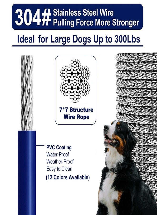 WATFOON Tie Out Cable for Dogs Up to 300lbs,25ft Extra Strong 1000lbs Break Strength Tie-Out Tether Trolley Training Lead,Dog Run Cable for Yard Garden Park Camping Outside (Blue, 300lbs 25ft) - Image 2