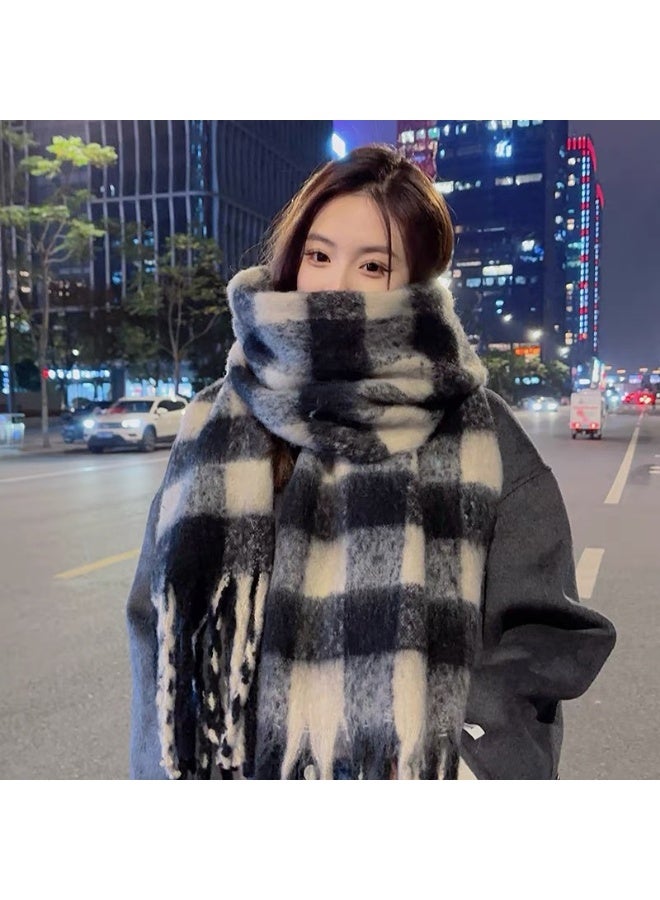 Women's Plaid Scarf Oversized Scarves Wraps  - Ultra Soft, Warm Winter Wrap with Classic Tassel Checkered Long Headscarf - Image 1