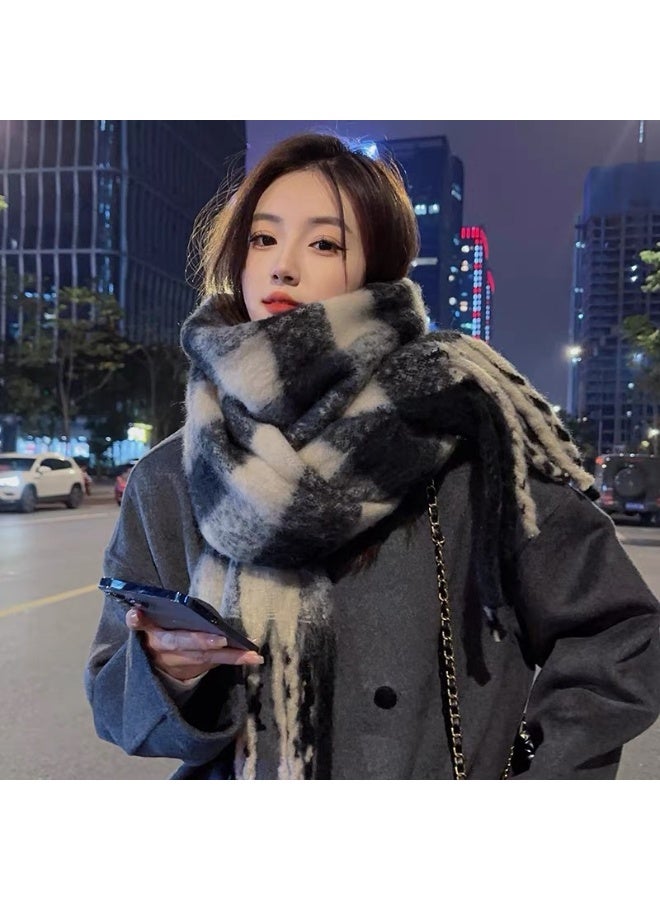 Women's Plaid Scarf Oversized Scarves Wraps  - Ultra Soft, Warm Winter Wrap with Classic Tassel Checkered Long Headscarf - Image 2