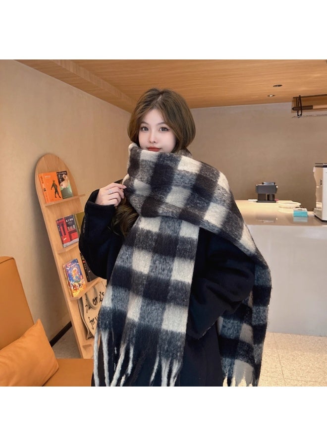 Women's Plaid Scarf Oversized Scarves Wraps  - Ultra Soft, Warm Winter Wrap with Classic Tassel Checkered Long Headscarf - Image 3