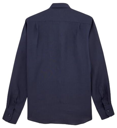 Vilebrequin Men Linen Shirt Solid Navy, M - Image 2