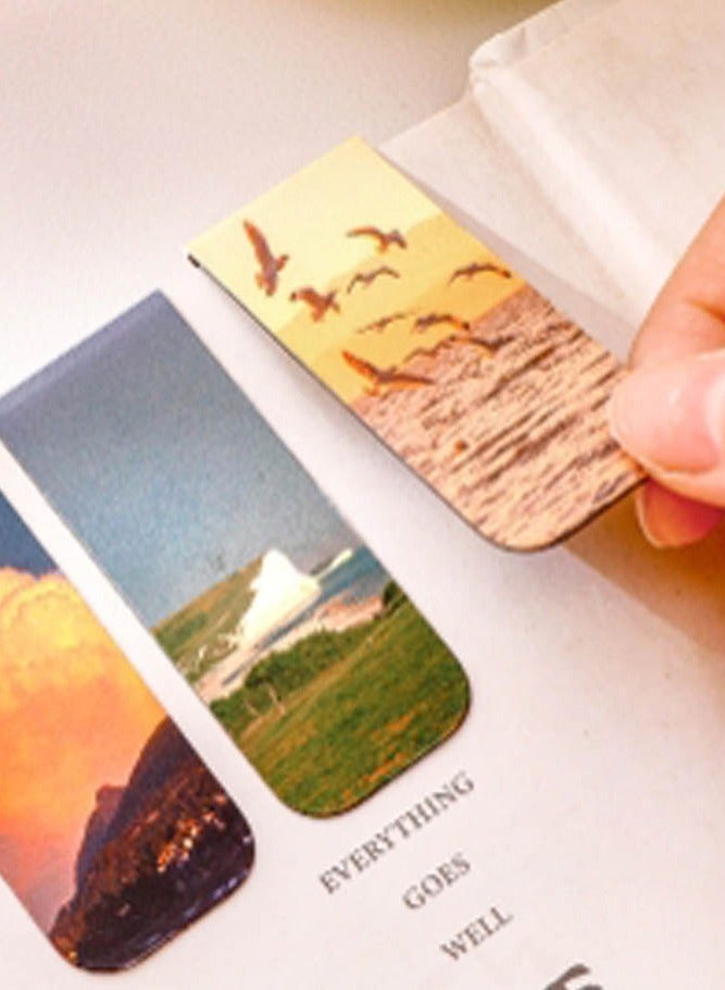 INSENSE Magnetic book clip, four sets of 8 magnetic page markers, landscape patterns, various page clips, student bookmarks, teacher bookmarks - Image 4