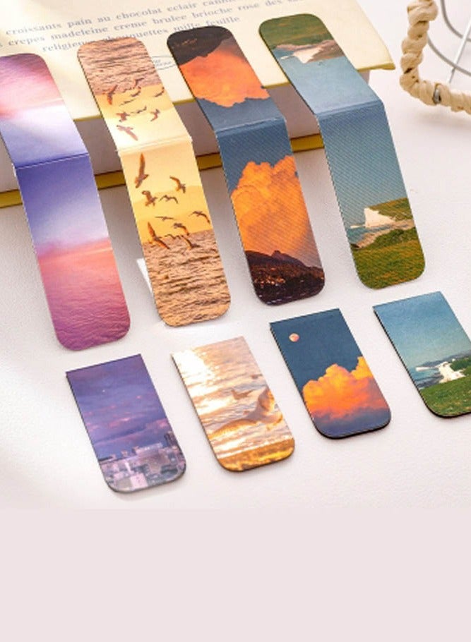 INSENSE Magnetic book clip, four sets of 8 magnetic page markers, landscape patterns, various page clips, student bookmarks, teacher bookmarks - Image 3