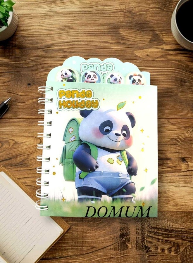 دومم مفكرة دوموم باندا للعطلات للأطفال، غلاف حلزوني، غلاف مزين برسومات، عدد الصفحات: 80 (الحجم: 18 سم × 12 سم) عبوة من قطعة واحدة. (C) - Image 1