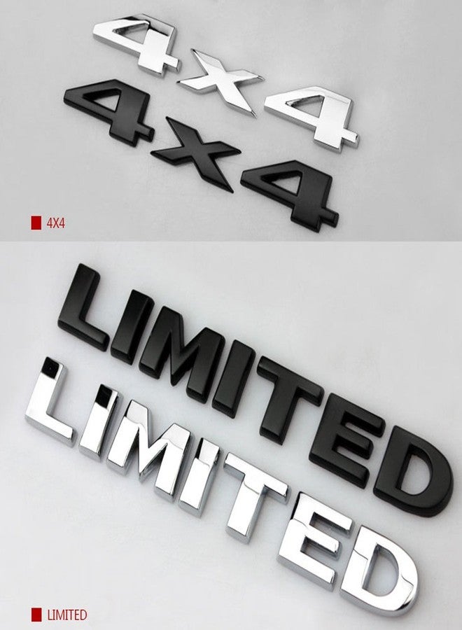 DSYCAR 4 X 4 +Limited Chrome 3D Decal Emblem Sticker Nameplate Badge Decoration for Jeep Grand Cherokee Wrangler Compass (Black) - Image 2