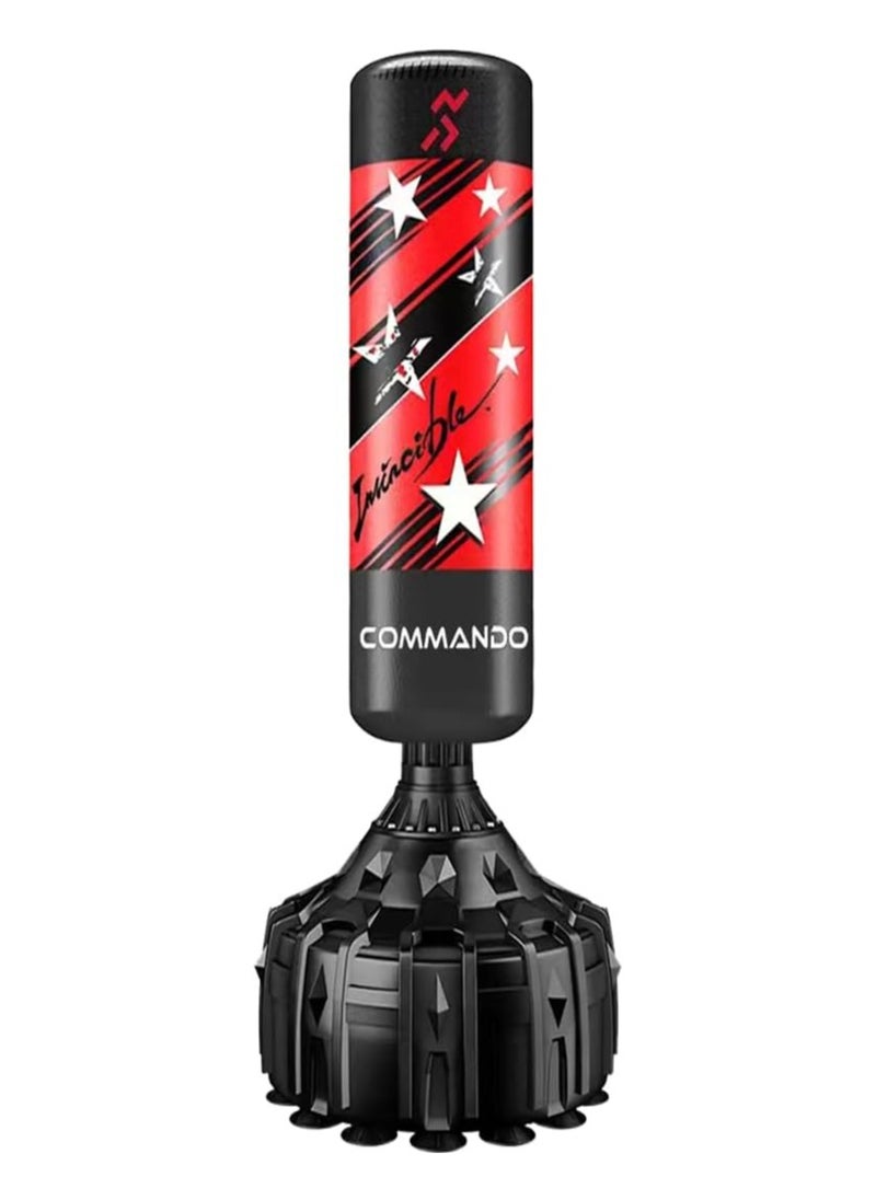 COMMANDO Red Punching Bag with Water/Sand Fillable Base for Maximum Stability  - Image 1
