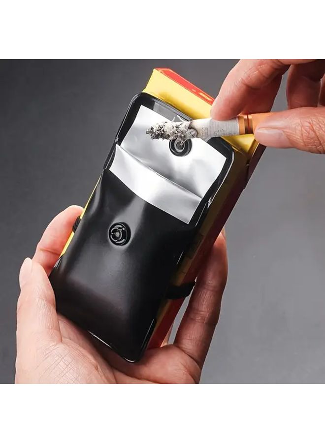 1pc Black Fireproof Portable Ashtray With Strap Heat Resistant Up To Burns Odorless PVC Construction Compact Design Ventilated Non Slip Base For Camping Car Travel Patio Outdoor Smoking Cigarette Holder On The Go - Image 3