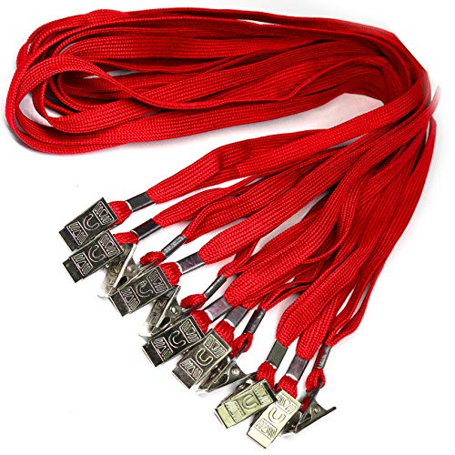 Beebel Lanyard 100 Pack Red Badge Lanyards Flat Lanyards Round 32" with Badge Clip - Image 4