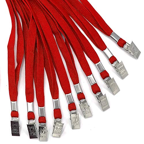 Beebel Lanyard 100 Pack Red Badge Lanyards Flat Lanyards Round 32" with Badge Clip - Image 3