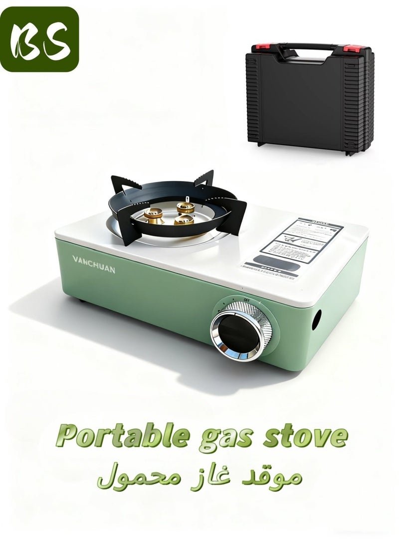 BS Portable Three-Burn Windproof Camping Stove | emergency gas stove、camp stove、camping accessories、camping stove、portable gas stove、portable stove | Gas Stove | BBQ Grill | 6800W High Power | Piezoelectric Ignition | Butane/Propane Dual Fuel Compatible | Includes Dedicated Storage Case | Suitable for Outdoor BBQs, Hiking Adventures, and Picnics - Image 1