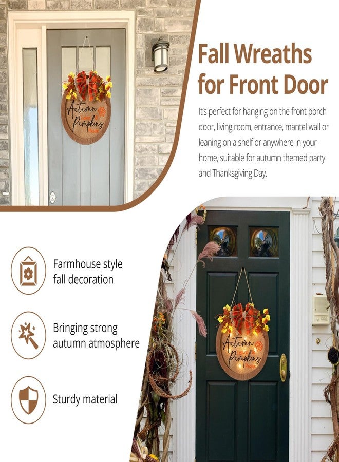HOMCDALY Fall Wreaths for Front Door, Thanksgiving Welcome Sign for Front Door, Fall Decorations for Home, Farmhouse Welcome Thanksgiving Wooden Door Hanger, Autumn Pumpkin Fall Door Sign - Image 5