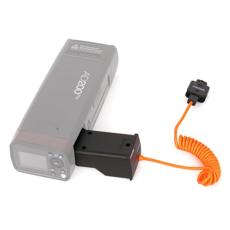Flash Dummy Battery : Orange 23-Inch Flexible Spring Cable - D-Tap Plug for Godox AD200 AD200 Pro AD300 Pro Flash, External Power Source for Outdoor Photography - Image 3