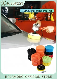Polishing Pad Kit Car Foam Buffing Pads Buffing Pads Wool Pads Drill Wax Buffer Polisher Attachment for Drill Adapter Car Auto Polisher,3 inches