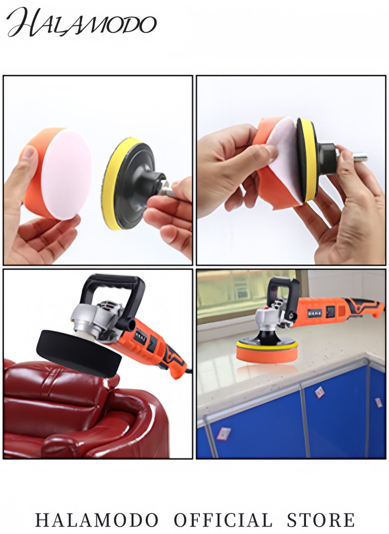 HALAMODO - Polishing Pad Kit Car Foam Buffing Pads Buffing Pads Wool Pads Drill Wax Buffer Polisher Attachment for Drill Adapter Car Auto Polisher,3 inches - Image 1